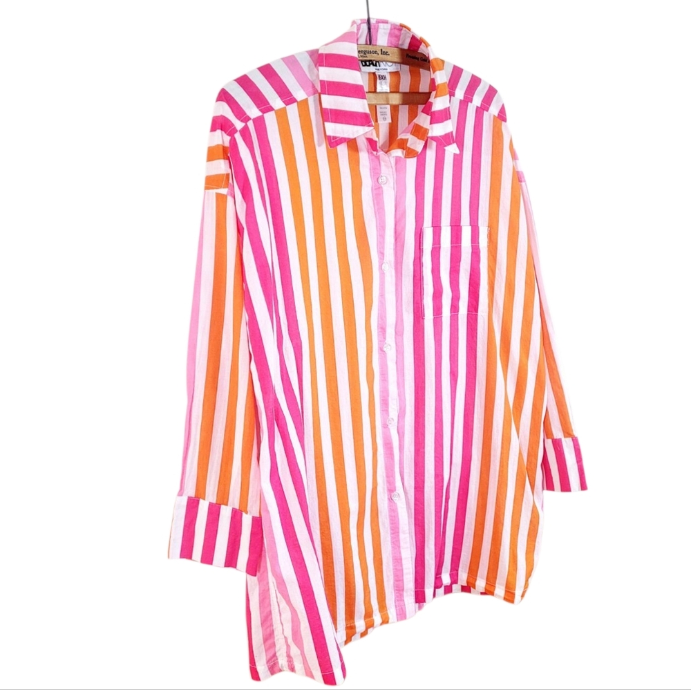 BEACH RIOT Alexa Top Shirt Swim Cover Up Coverup In Sunset Stripes Size S / M - Picture 6 of 8